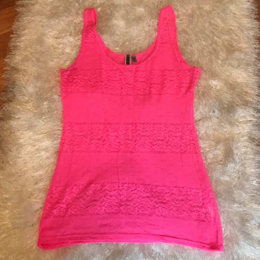 Hot Pink Lace Tank by BKE